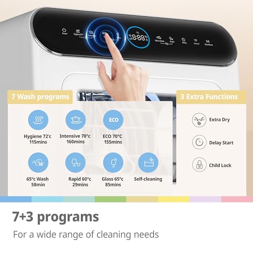 comfee' table top dishwasher 7+3 programs mini tabletop dishwasher no plumbing, 6l built in water tank comfee' table top dishwasher 7+3 programs mini tabletop dishwasher no plumbing, 6l built in water tank