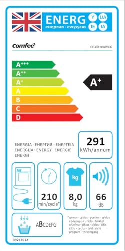 comfee' freestanding heat pump tumble dryer,8kg front load, a+ class, 16 programmes comfee' freestanding heat pump tumble dryer,8kg front load, a+ class, 16 programmes