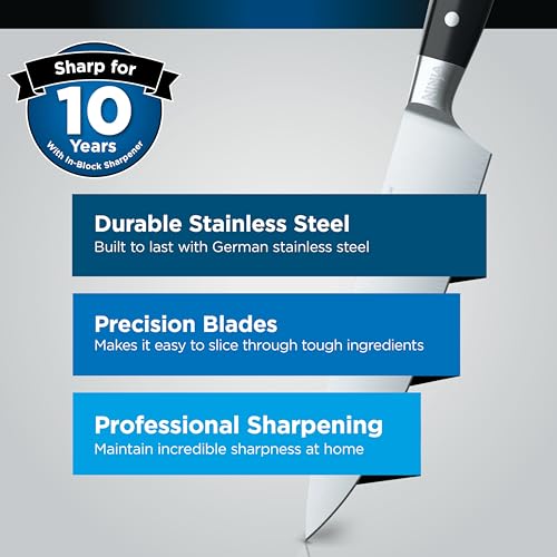 ninja foodi staysharp knife block with integrated sharpener; 5 knives and scissors (1 pair), sharp 6 piece knife set ninja foodi staysharp knife block with integrated sharpener; 5 knives and scissors (1 pair), sharp 6 piece knife set