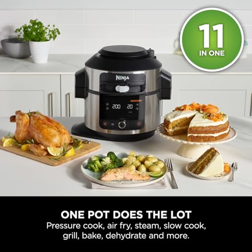 ninja foodi 11 in 1 smartlid multi cooker, 6l, electric pressure cooker & air fryer, layer mains & sides with reversible rack ninja foodi 11 in 1 smartlid multi cooker, 6l, electric pressure cooker & air fryer, layer mains & sides with reversible rack