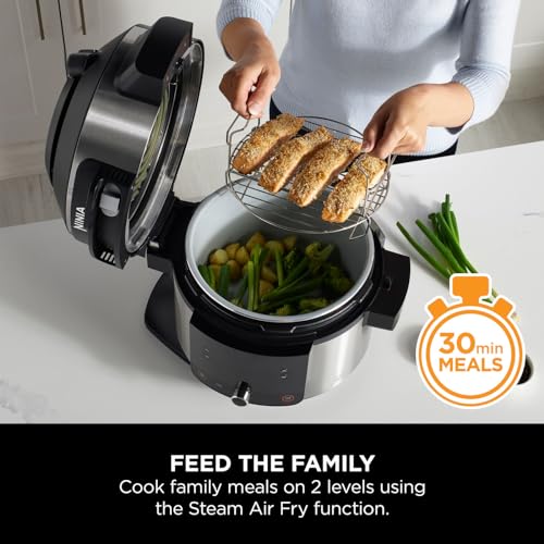 ninja foodi 11 in 1 smartlid multi cooker, 6l, electric pressure cooker & air fryer, layer mains & sides with reversible rack ninja foodi 11 in 1 smartlid multi cooker, 6l, electric pressure cooker & air fryer, layer mains & sides with reversible rack