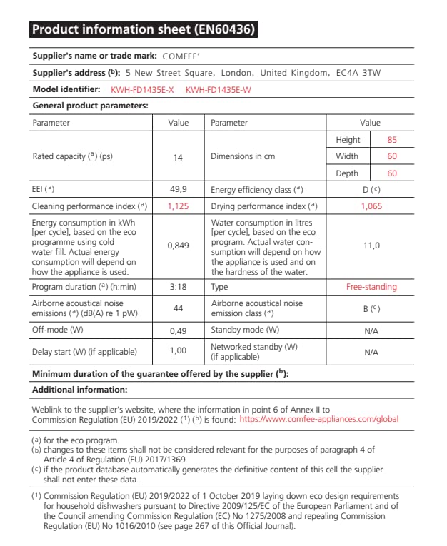 comfee' freestanding dishwasher fd1435e w with 14 place settings, full size, 44db, wide led display comfee' freestanding dishwasher fd1435e w with 14 place settings, full size, 44db, wide led display