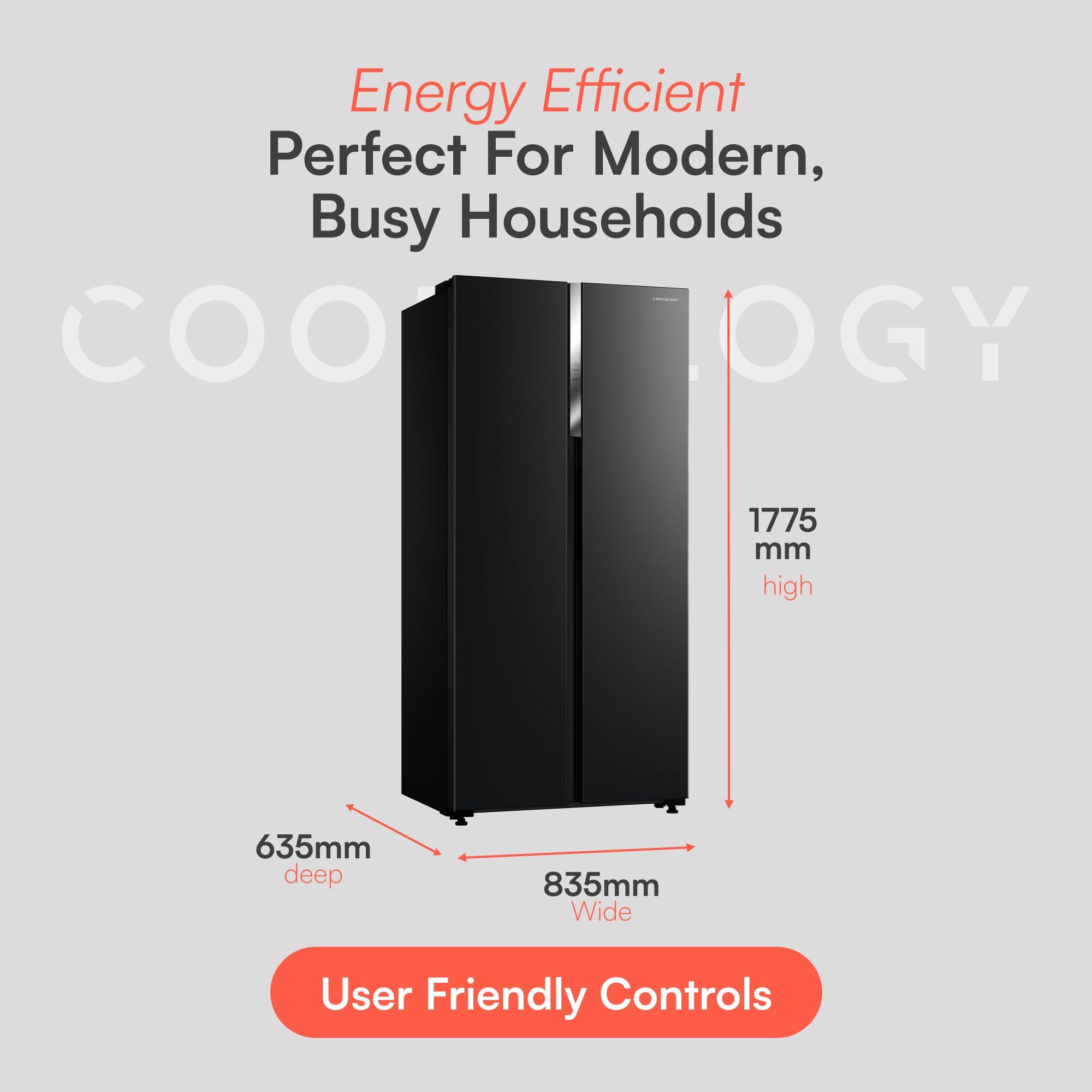 cookology csbs460bk 177.5cm freestanding american side by side fridge freezer in black cookology csbs460bk 177.5cm freestanding american side by side fridge freezer in black