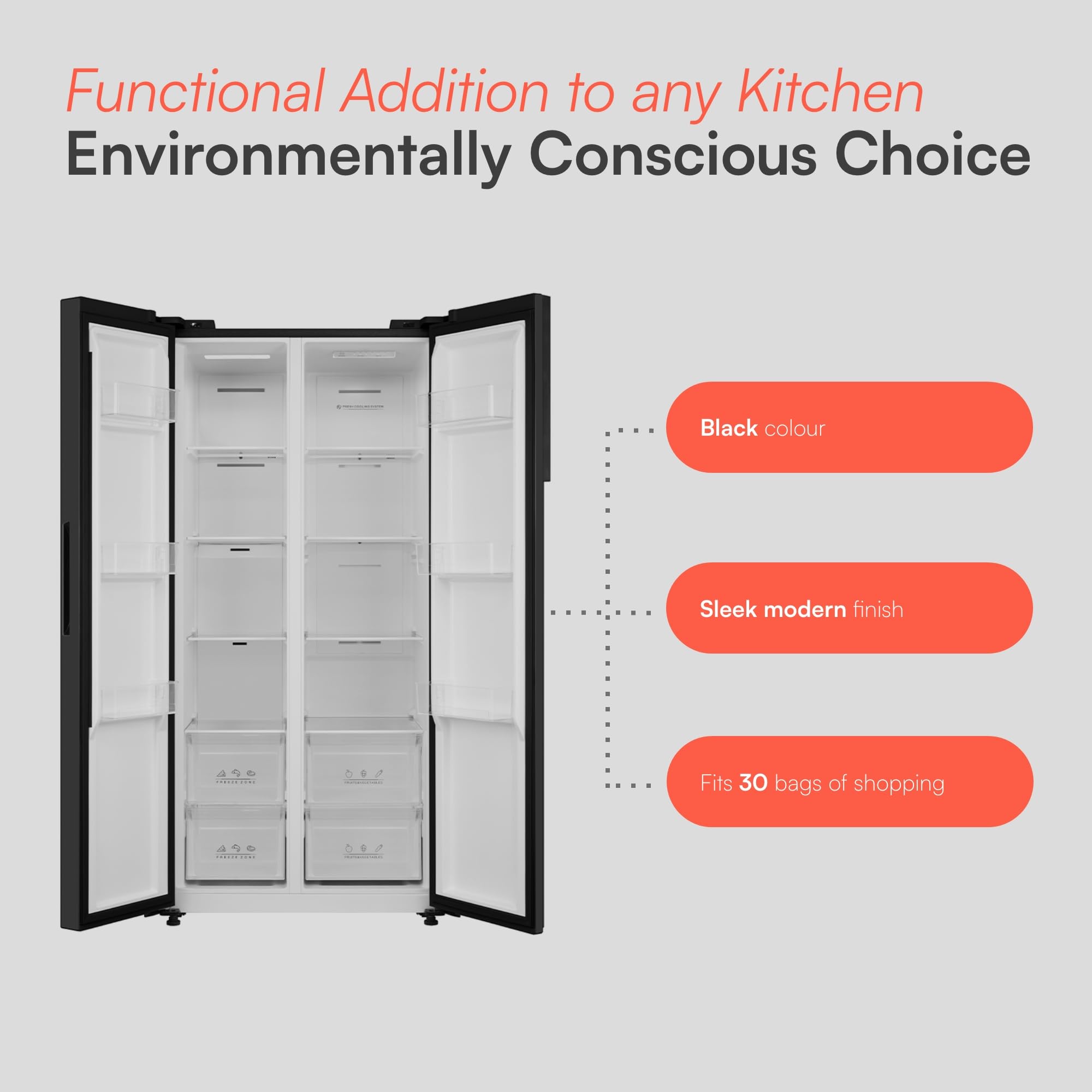 cookology csbs460bk 177.5cm freestanding american side by side fridge freezer in black cookology csbs460bk 177.5cm freestanding american side by side fridge freezer in black