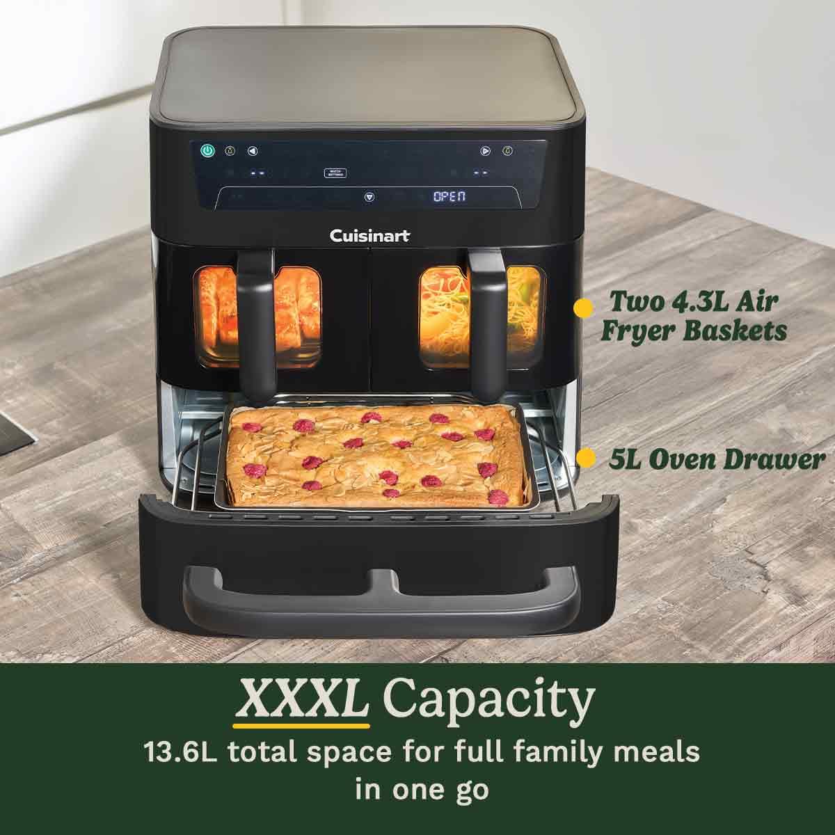 cuisinart tri zone 13.6l air fryer & oven | pfas free | xxxl capacity | 3 independent cooking zones cuisinart tri zone 13.6l air fryer & oven | pfas free | xxxl capacity | 3 independent cooking zones