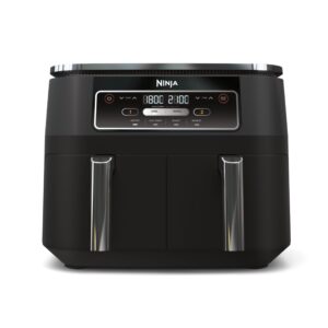 ninja foodi dual zone digital air fryer, 2 drawers, 7.6l, 4 in 1, uses no oil, air fry, max crisp, roast, reheat