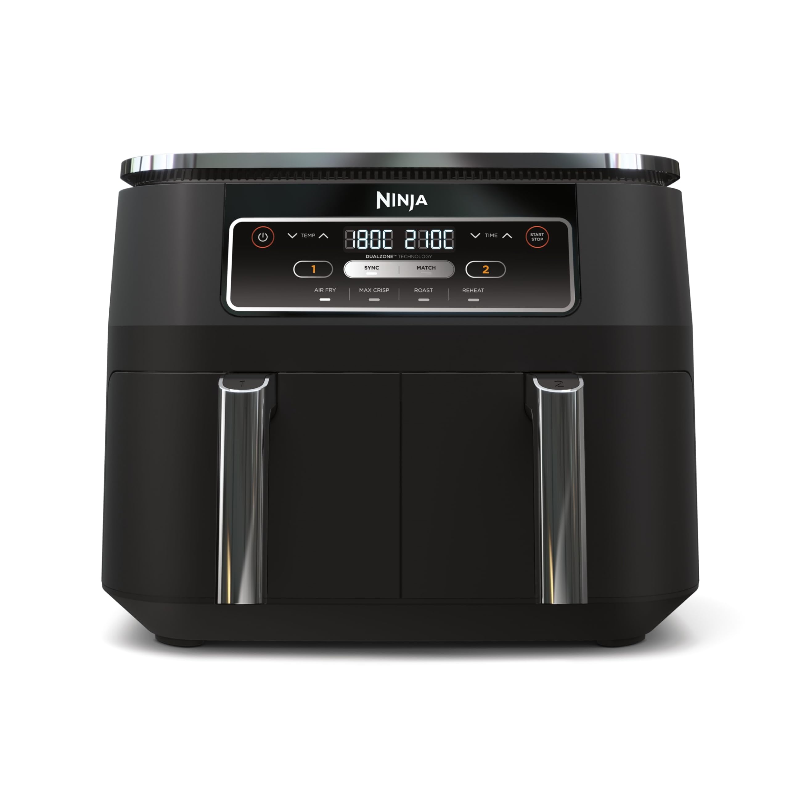 ninja foodi dual zone digital air fryer, 2 drawers, 7.6l, 4 in 1, uses no oil, air fry, max crisp, roast, reheat ninja foodi dual zone digital air fryer, 2 drawers, 7.6l, 4 in 1, uses no oil, air fry, max crisp, roast, reheat