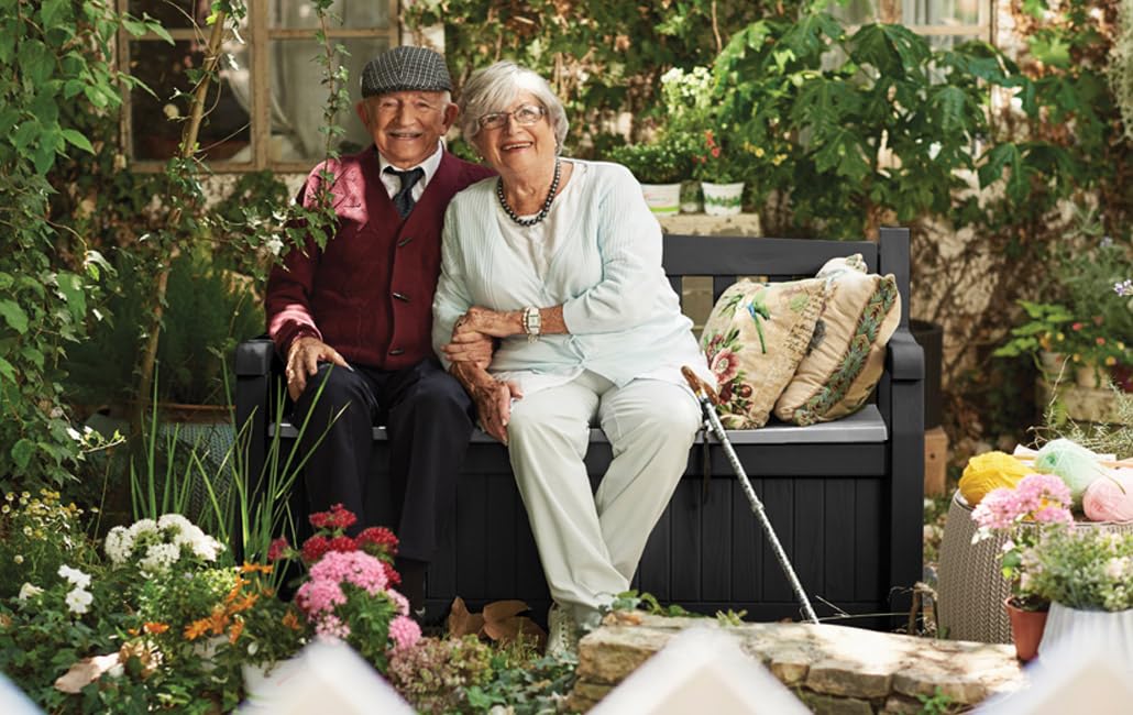 keter eden bench 265l outdoor 60% recycled garden furniture storage box graphite & light grey keter eden bench 265l outdoor 60% recycled garden furniture storage box graphite & light grey