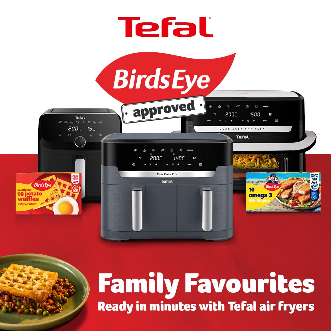 tefal easy fry dual zone digital air fryer, 2 drawers, 8.3l, 8in1, air fry, extra crisp, roast, bake tefal easy fry dual zone digital air fryer, 2 drawers, 8.3l, 8in1, air fry, extra crisp, roast, bake