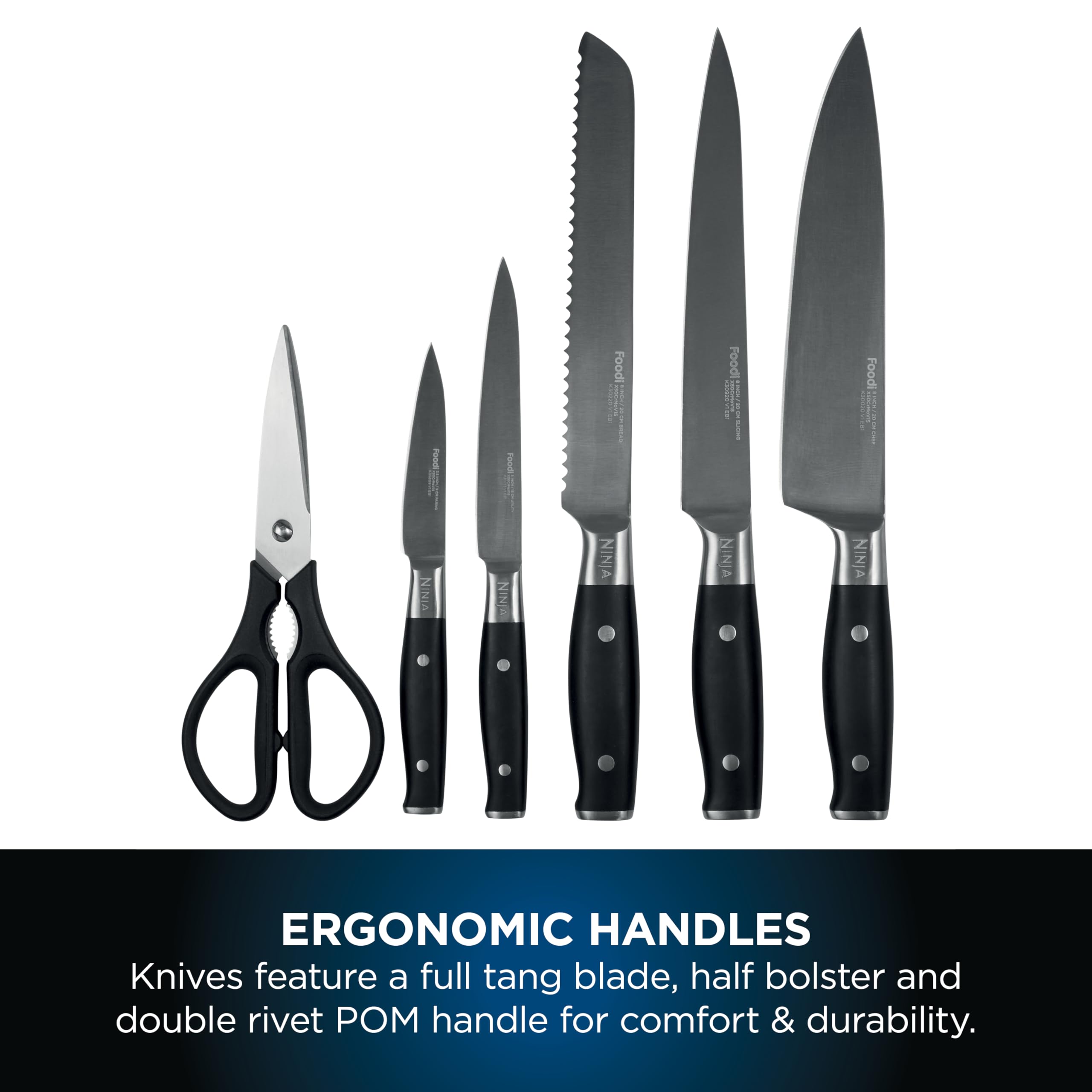 ninja foodi staysharp knife block with integrated sharpener; 5 knives and scissors (1 pair), sharp 6 piece knife set ninja foodi staysharp knife block with integrated sharpener; 5 knives and scissors (1 pair), sharp 6 piece knife set