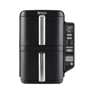 ninja double stack air fryer, vertical dual drawer air fryer with 4 cooking levels, 2 drawers and 2 racks