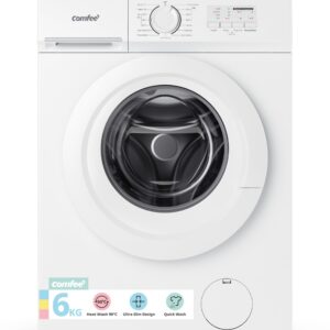 comfee' freestanding washing machine,6kg load,heat wash 90℃,quick wash,15 washing programs,white cfe10ew60/w