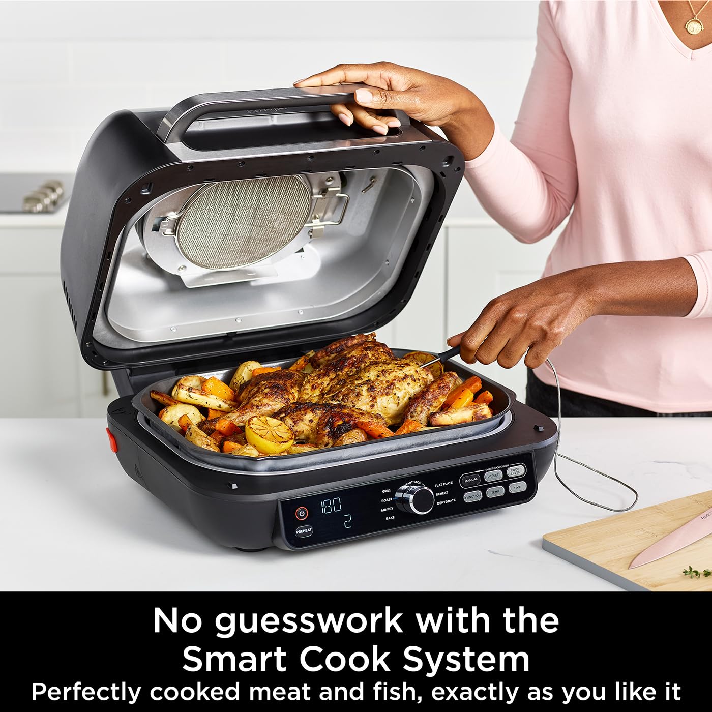 ninja foodi max pro health grill, flat plate & air fryer 3.8l with digital cooking probe, 7 in 1, air fry ninja foodi max pro health grill, flat plate & air fryer 3.8l with digital cooking probe, 7 in 1, air fry