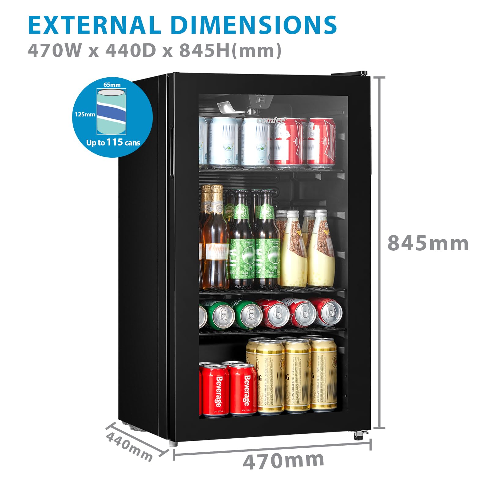 comfee' rcz99bg2(e) under counter beer & drinks fridge 93l capacity,holds up to 115 cans comfee' rcz99bg2(e) under counter beer & drinks fridge 93l capacity,holds up to 115 cans
