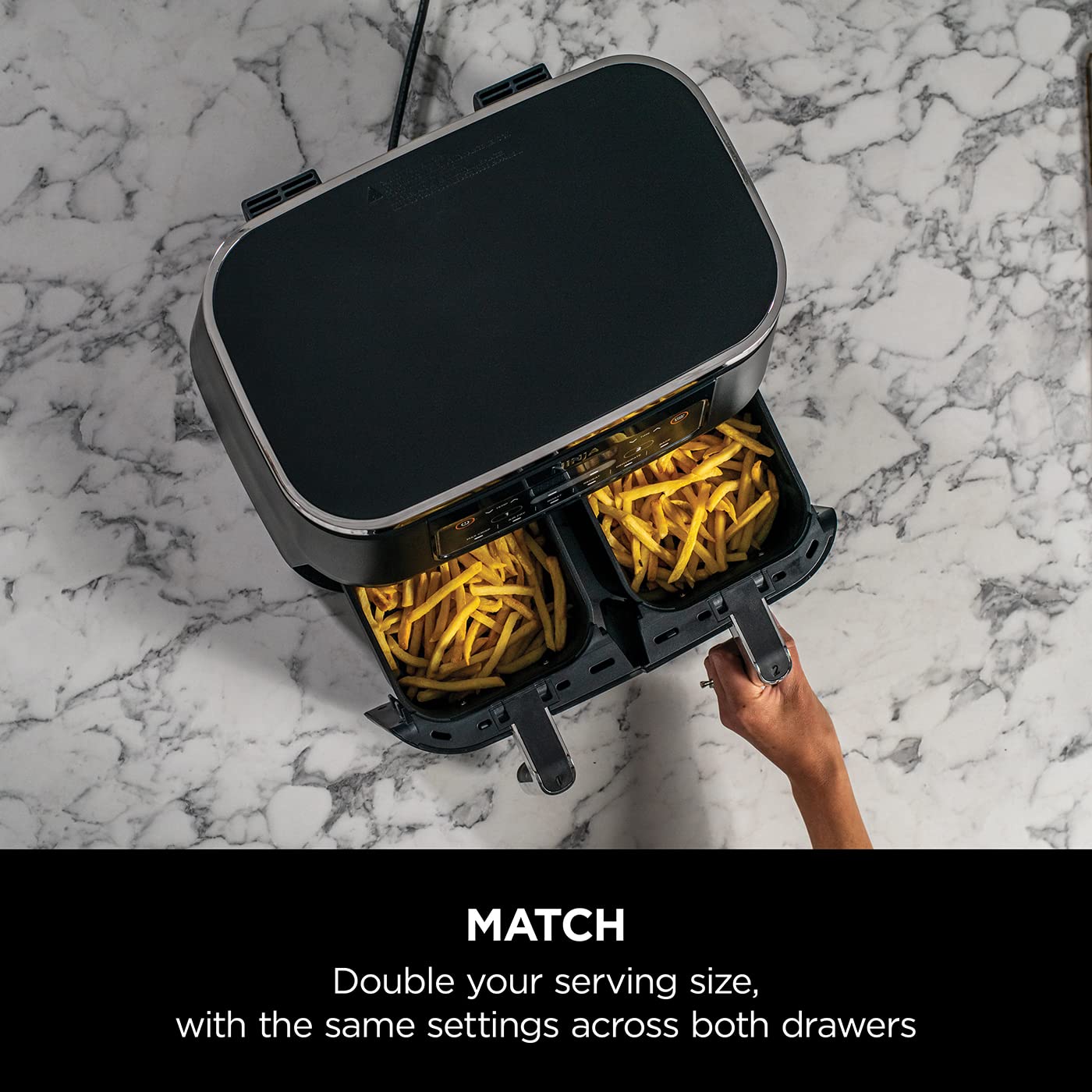 ninja foodi dual zone digital air fryer, 2 drawers, 7.6l, 6 in 1, uses no oil, air fry, max crisp, roast ninja foodi dual zone digital air fryer, 2 drawers, 7.6l, 6 in 1, uses no oil, air fry, max crisp, roast