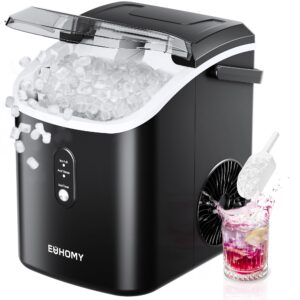 euhomy nugget ice maker, chewable pellet ice machine with handle, ready in 6 mins, 15.5kg/24h
