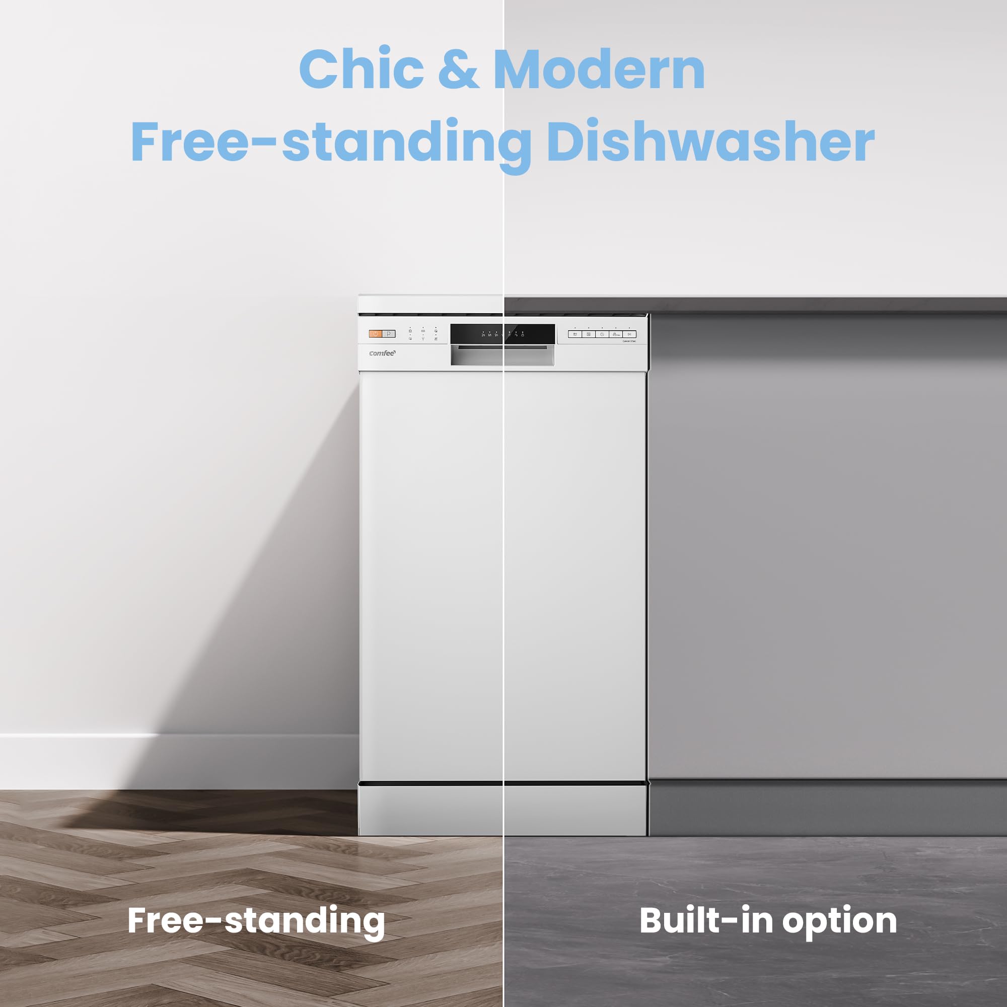comfee' freestanding dishwasher cdwef1034bw uk 45cm width, slimline dishwasher with 10 place settings comfee' freestanding dishwasher cdwef1034bw uk 45cm width, slimline dishwasher with 10 place settings