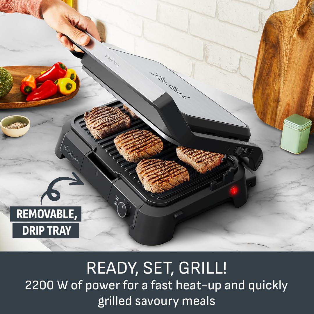 tefal supergrill 3in1 xl, indoor grill, bbq, oven style, panini, adjustable temperature, xl surface tefal supergrill 3in1 xl, indoor grill, bbq, oven style, panini, adjustable temperature, xl surface