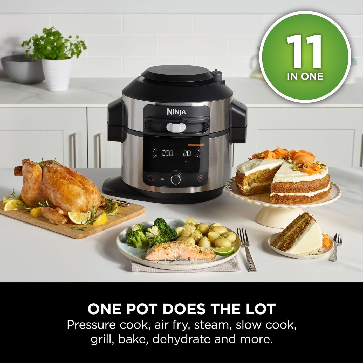ninja foodi 11 in 1 smartlid multi cooker, 6l, electric pressure cooker & air fryer, layer mains & sides with reversible rack ninja foodi 11 in 1 smartlid multi cooker, 6l, electric pressure cooker & air fryer, layer mains & sides with reversible rack