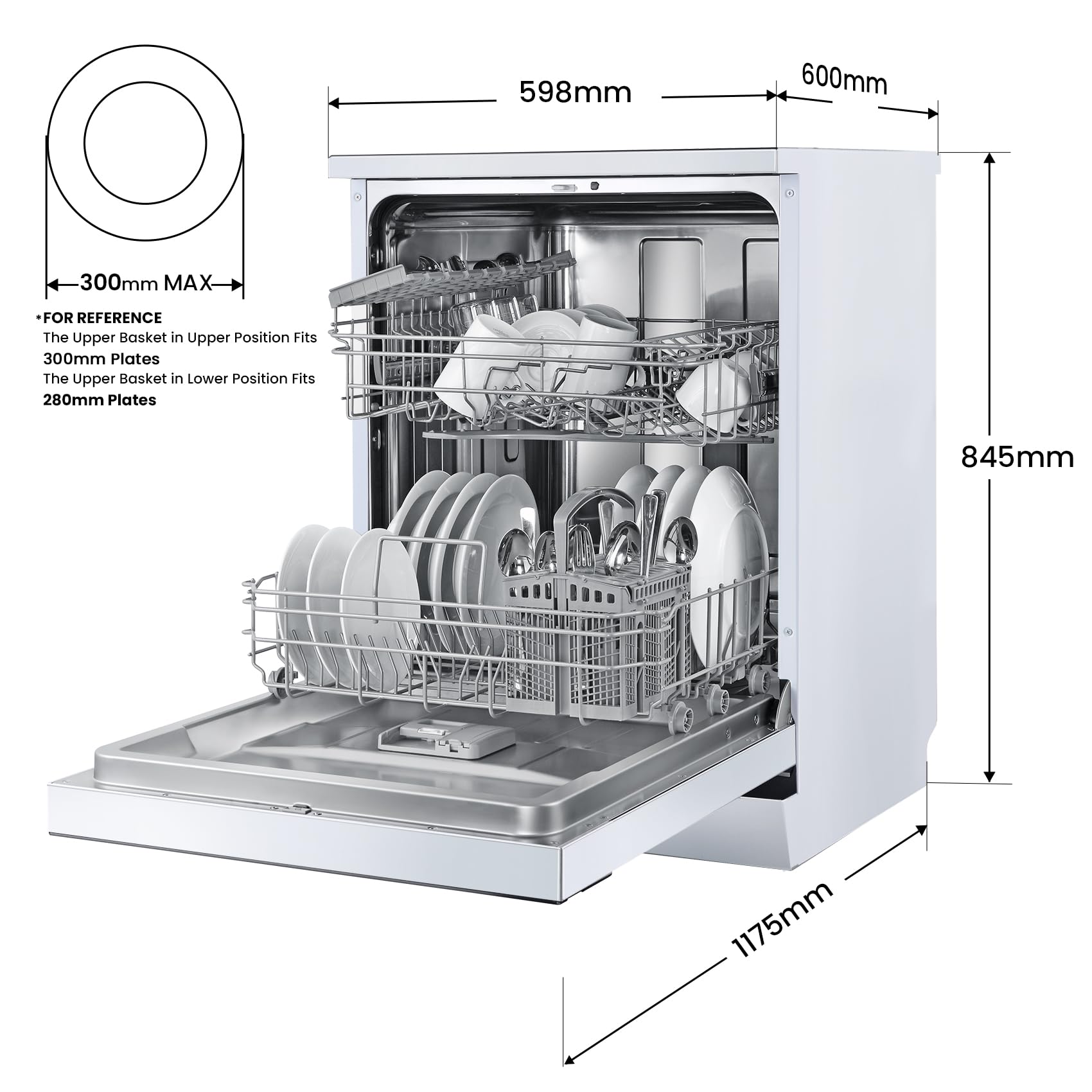 comfee' freestanding dishwasher fd1435e w with 14 place settings, full size, 44db, wide led display comfee' freestanding dishwasher fd1435e w with 14 place settings, full size, 44db, wide led display