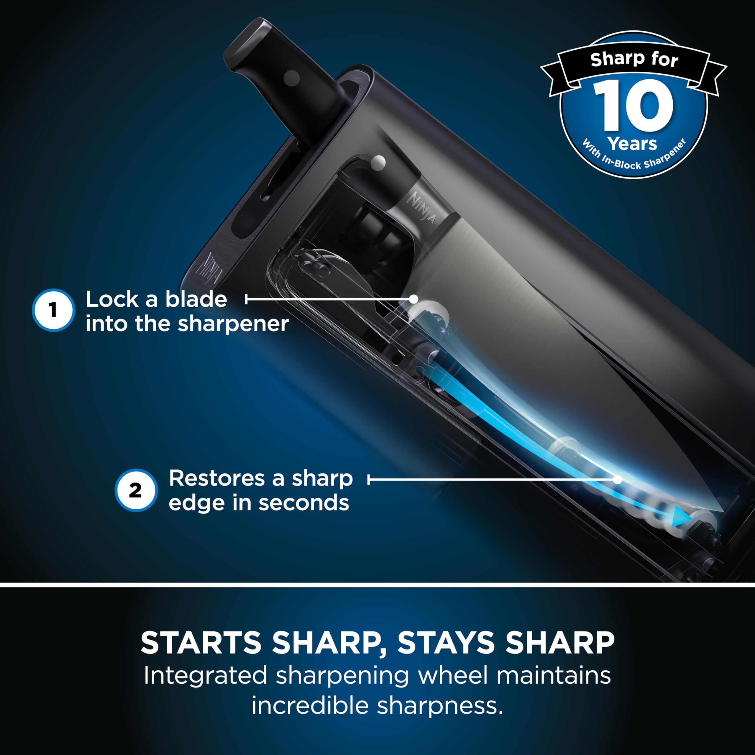 ninja foodi staysharp knife block with integrated sharpener; 5 knives and scissors (1 pair), sharp 6 piece knife set ninja foodi staysharp knife block with integrated sharpener; 5 knives and scissors (1 pair), sharp 6 piece knife set