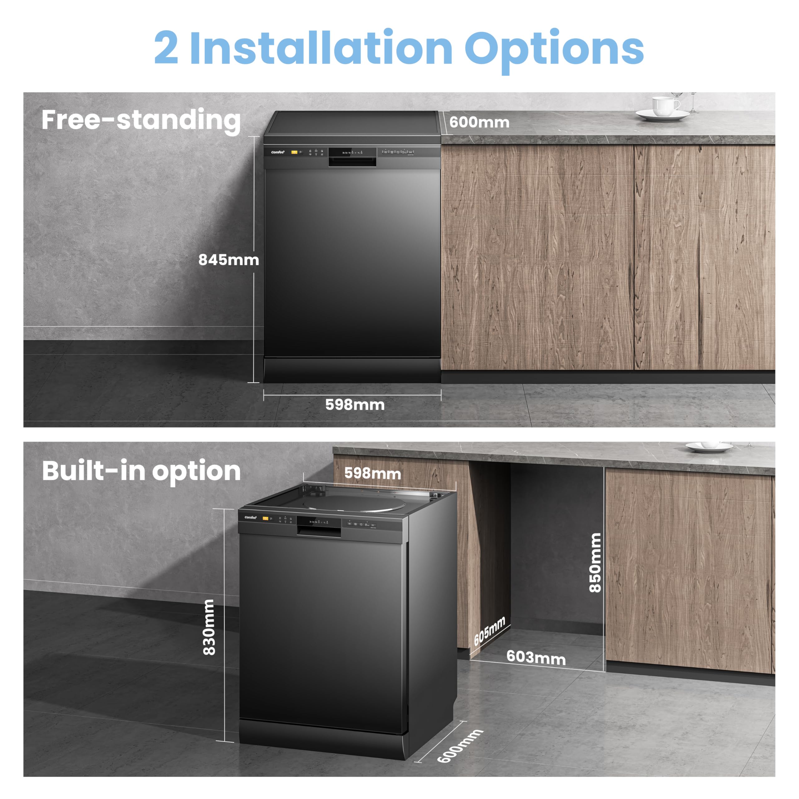 comfee' freestanding dishwasher cdwpf1201pb uk 60cm width, full size dishwasher with 12 place settings comfee' freestanding dishwasher cdwpf1201pb uk 60cm width, full size dishwasher with 12 place settings