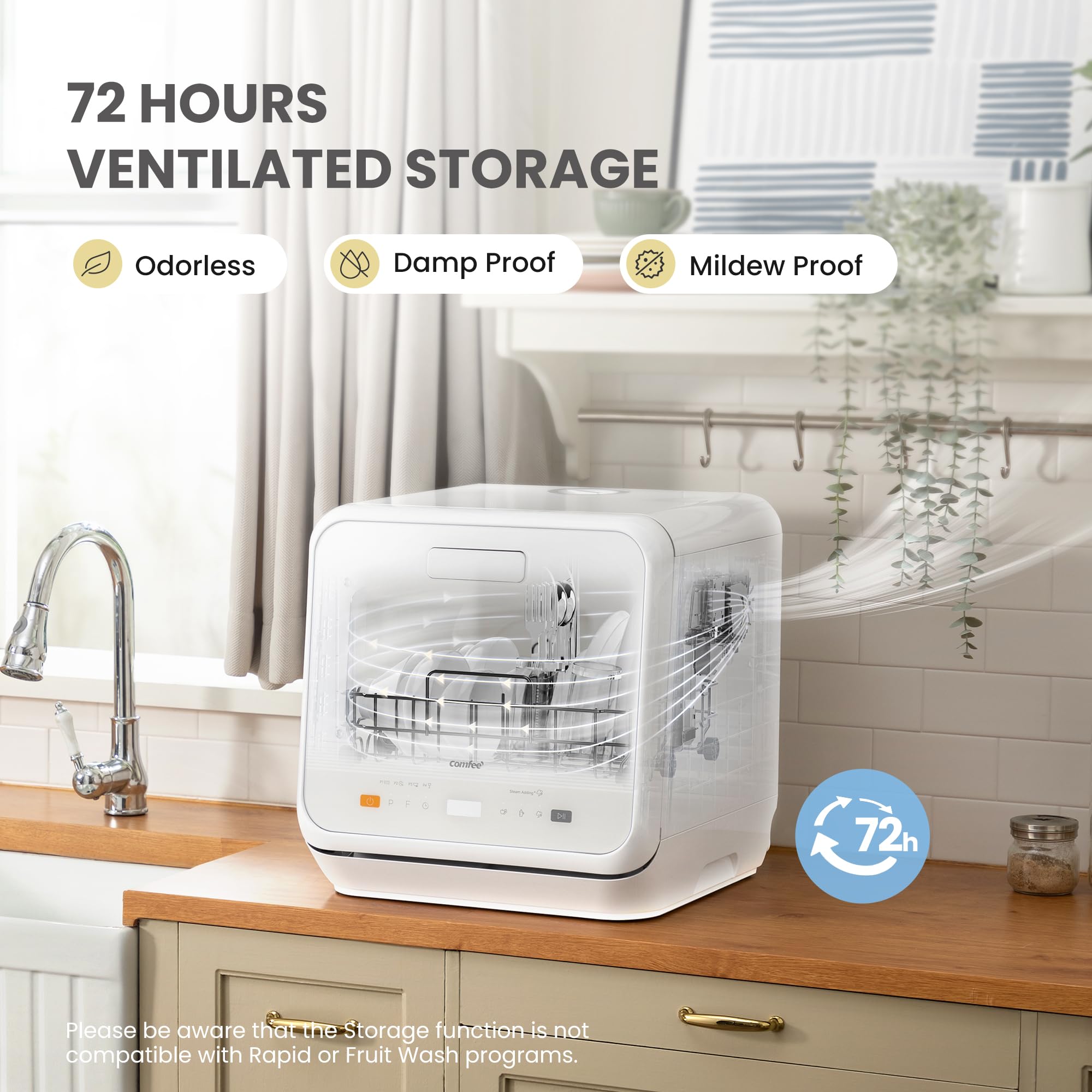 comfee' table top dishwasher, mini countertop dishwasher with 6+3 programs, steam wash comfee' table top dishwasher, mini countertop dishwasher with 6+3 programs, steam wash