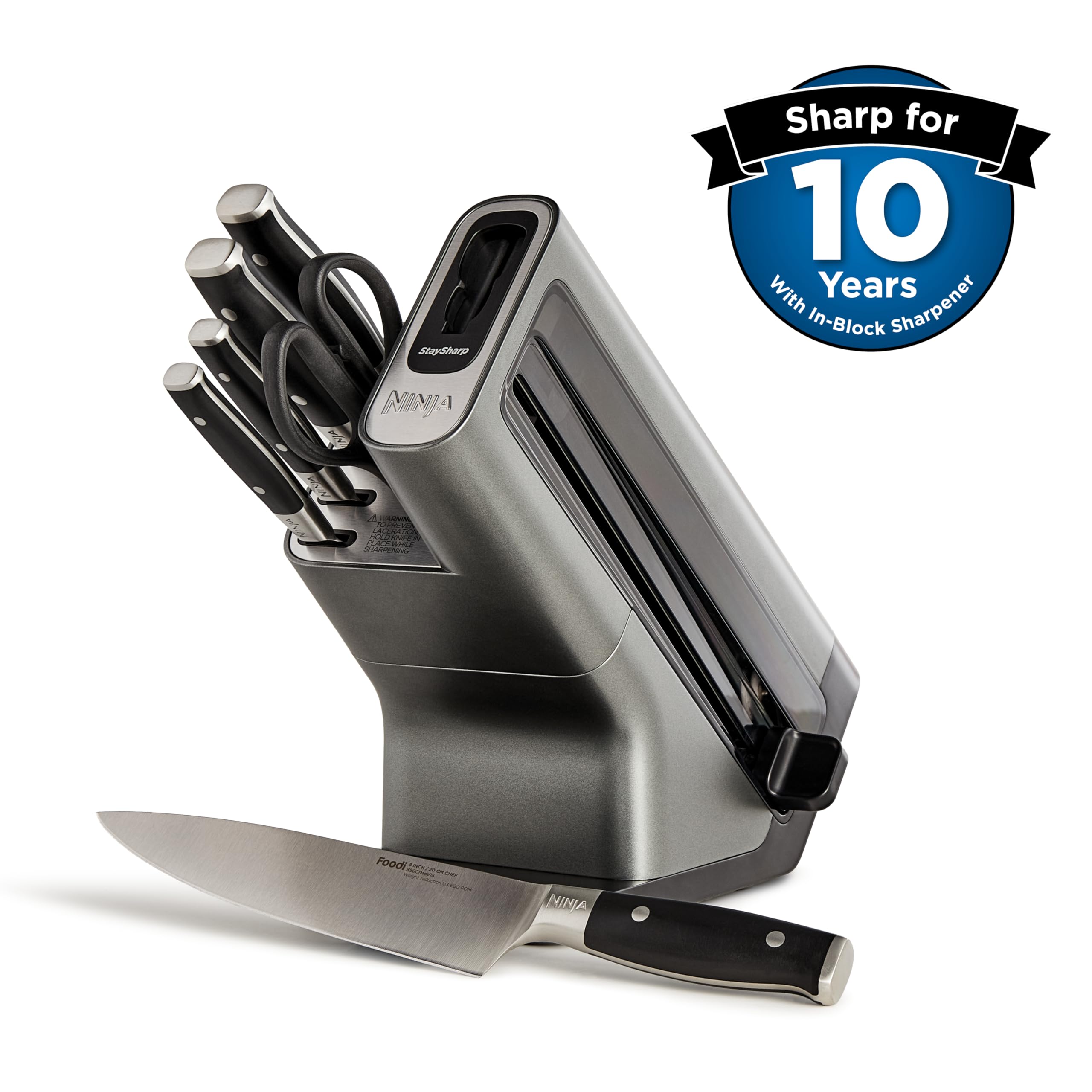 ninja foodi staysharp knife block with integrated sharpener; 5 knives and scissors (1 pair), sharp 6 piece knife set ninja foodi staysharp knife block with integrated sharpener; 5 knives and scissors (1 pair), sharp 6 piece knife set