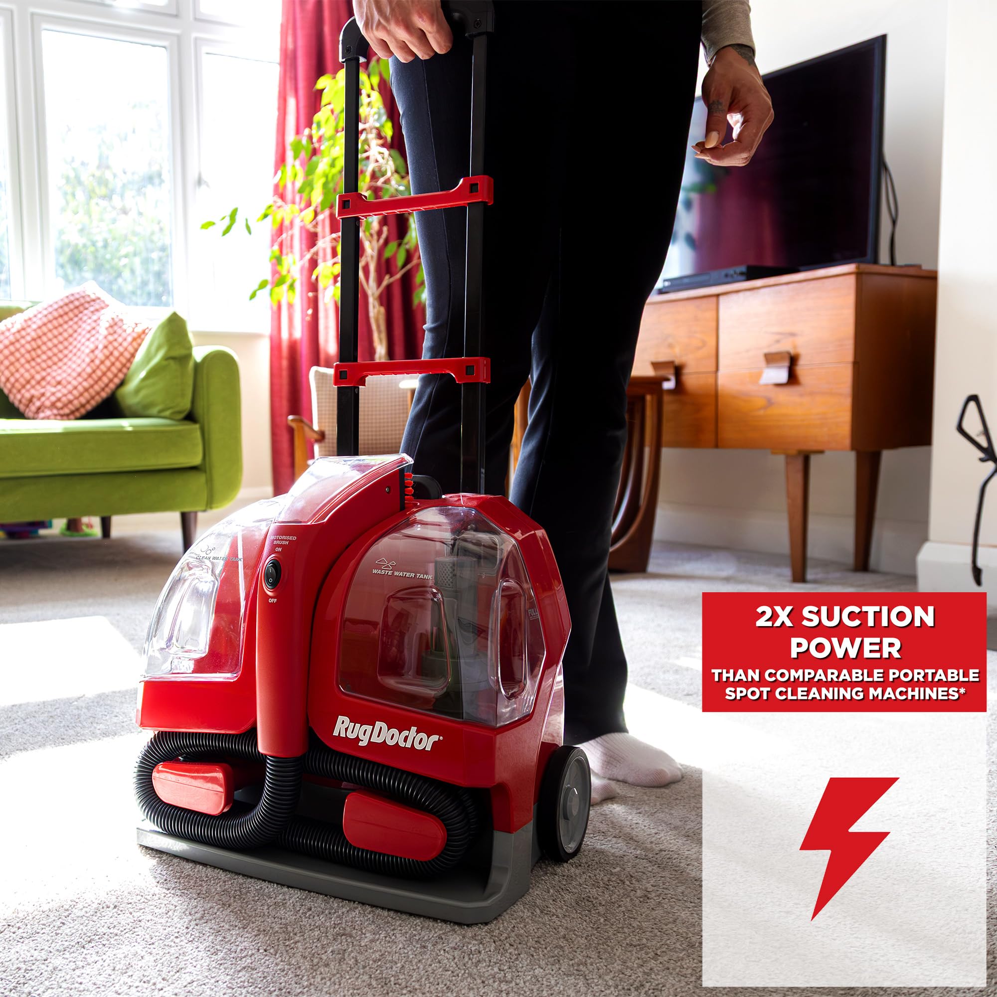 rug doctor 93306 portable spot cleaner, plastic, 1100 w, 1.9 liters, red/black rug doctor 93306 portable spot cleaner, plastic, 1100 w, 1.9 liters, red/black
