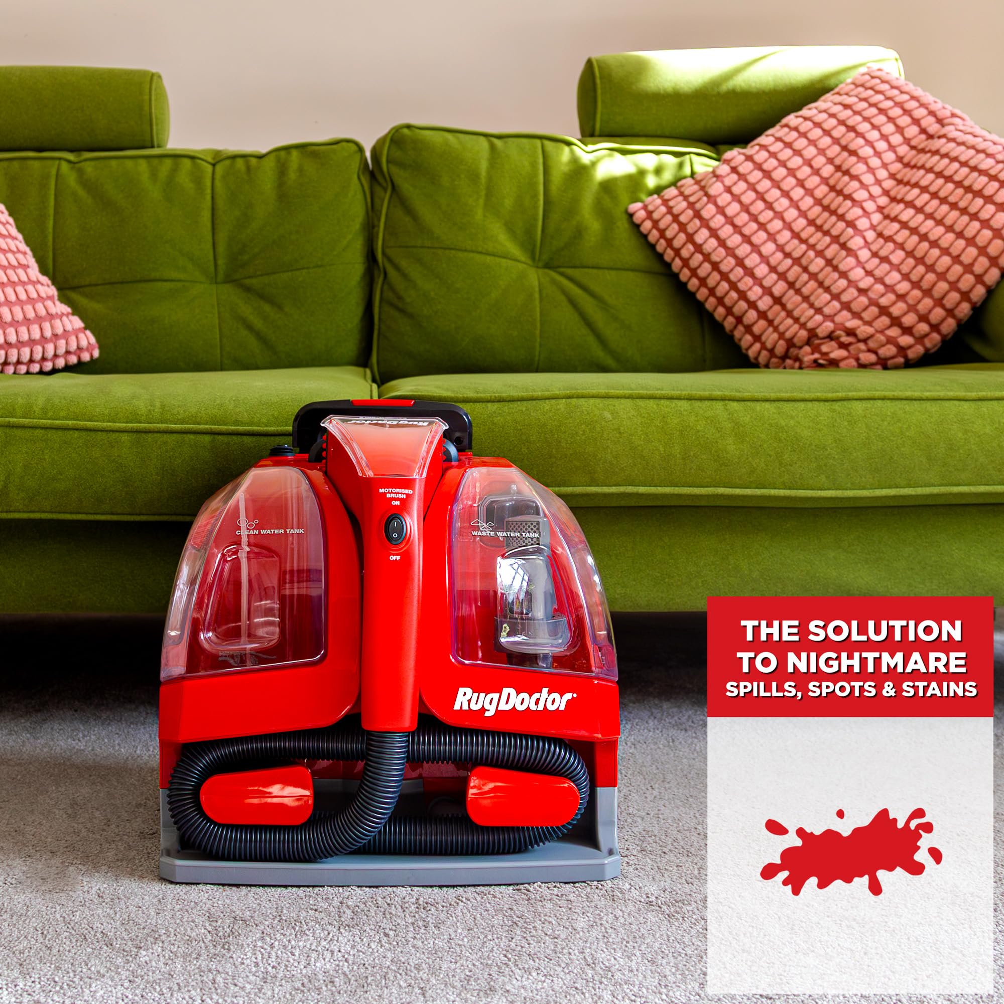 rug doctor 93306 portable spot cleaner, plastic, 1100 w, 1.9 liters, red/black rug doctor 93306 portable spot cleaner, plastic, 1100 w, 1.9 liters, red/black