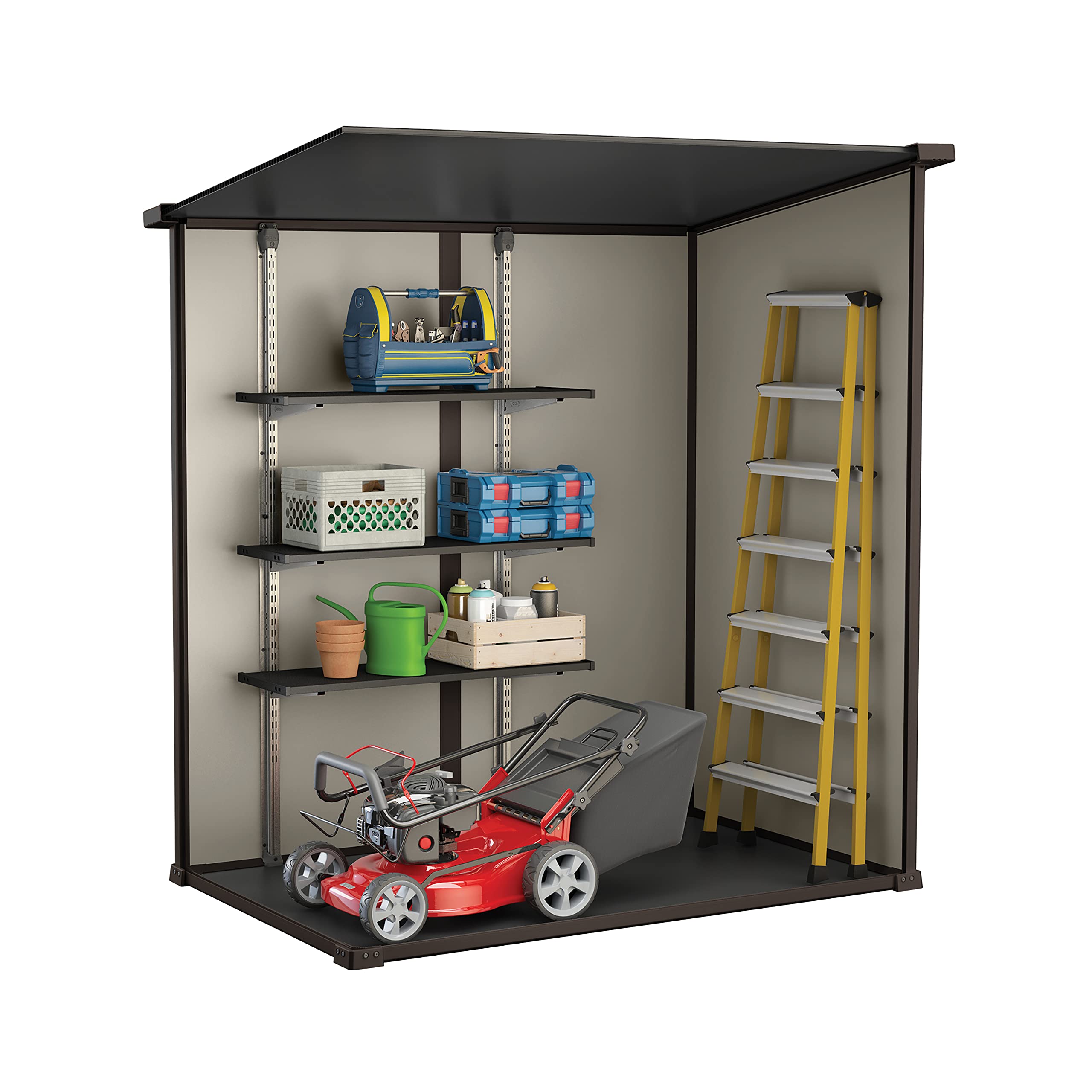 keter manor outdoor pent single door garden storage shed 6 x 4ft beige brown wood effect keter manor outdoor pent single door garden storage shed 6 x 4ft beige brown wood effect