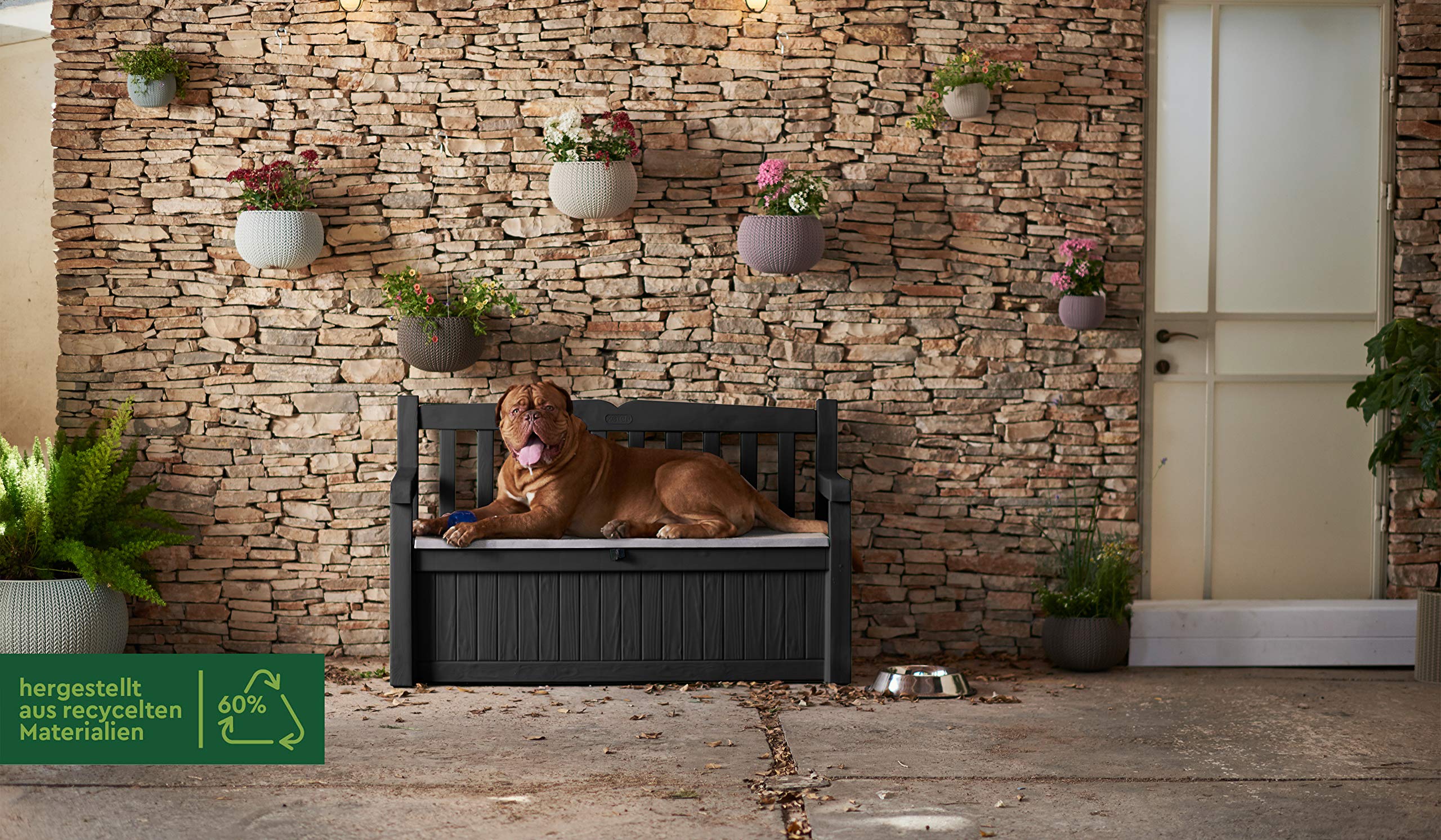 keter eden bench 265l outdoor 60% recycled garden furniture storage box graphite & light grey keter eden bench 265l outdoor 60% recycled garden furniture storage box graphite & light grey