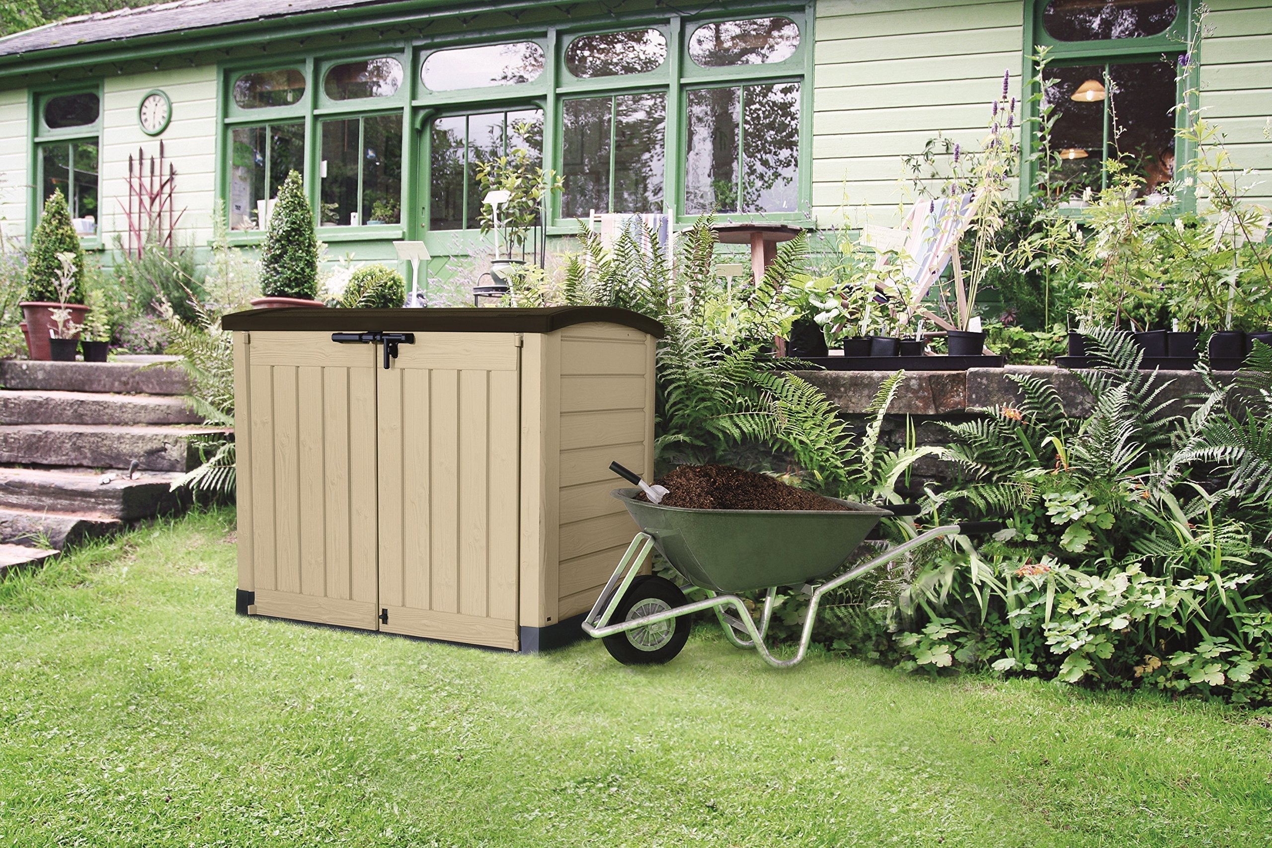 keter store it arc outdoor garden shed, 1200 litres, taupe/beige keter store it arc outdoor garden shed, 1200 litres, taupe/beige